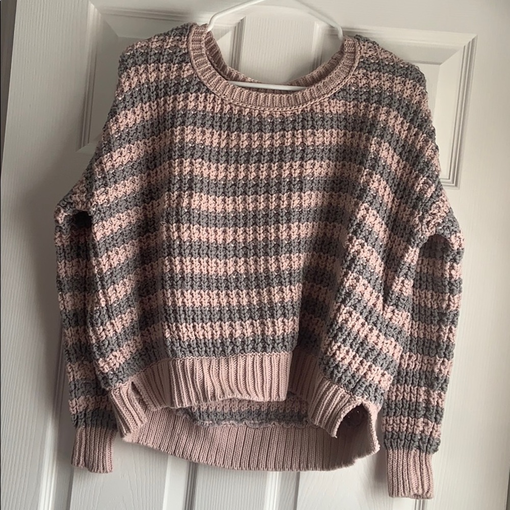 Free people pink and gray sweater
